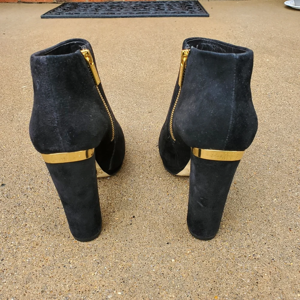 Michael Kors Black Leather Booties, Size 8M